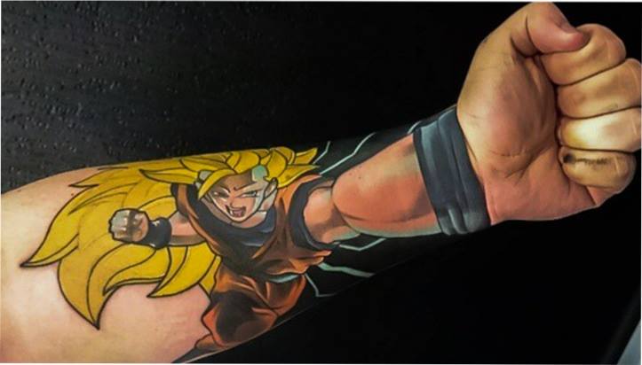 3D Anime Tattoo On Left Forearm by Craig Cardwell