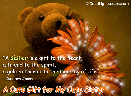 A Cute Gift For My Cute Sister Happy Sisters Day Teddy Bear With Flower Glitter