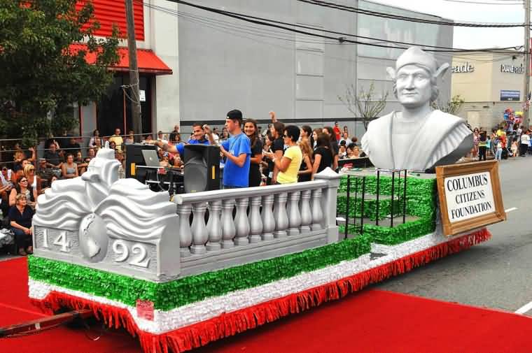 Beautiful Float By Columbus Citizens Foundation During Columbus Day Parade