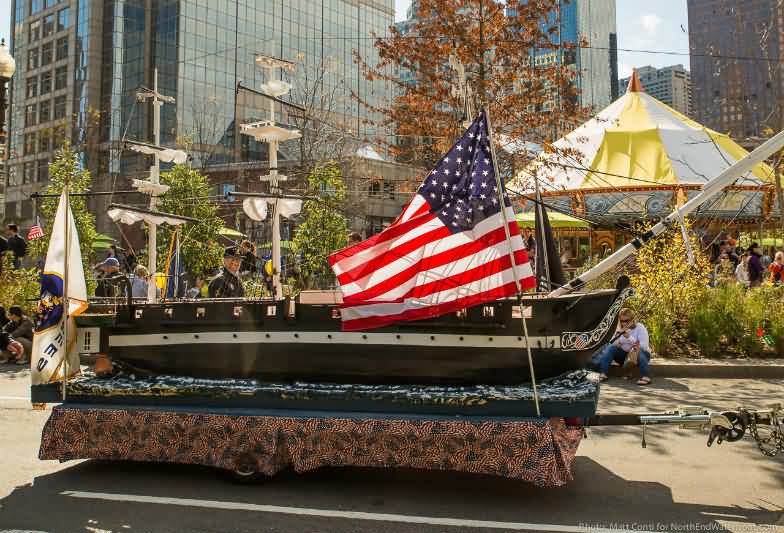 Beautiful Float During Columbus Day Parade In Boston