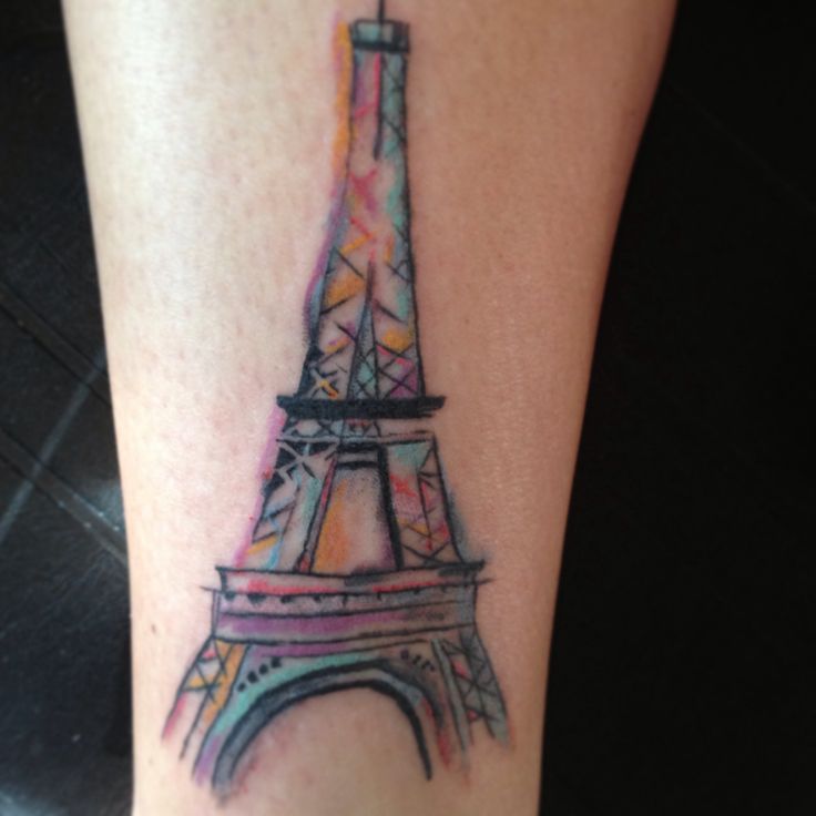 Colorful Eiffel Tower Tattoo