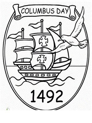 Columbus Day 1492 Coloring Page Logo