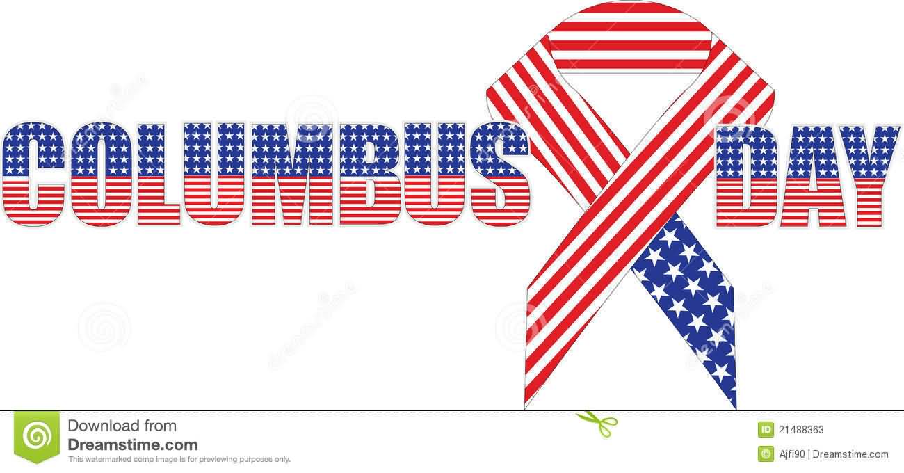 Columbus Day American Flag Text Picture
