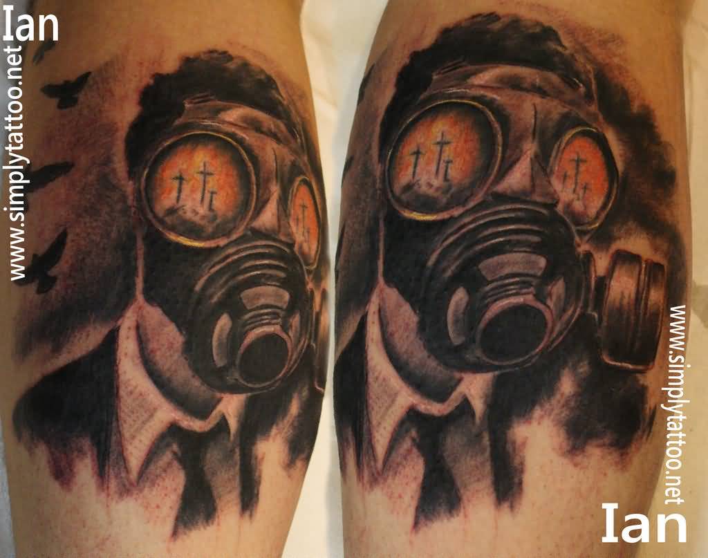 Cross in Gas Mask Tattoo by Simply Tattoo