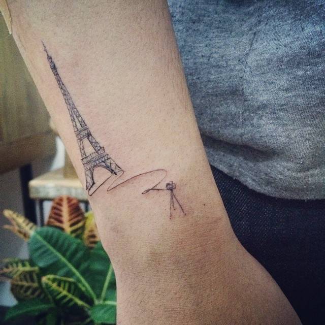 Eiffel Tower Tattoo On Arm