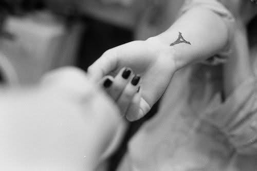 Girl Right Wrist Eiffel Tower Tattoo