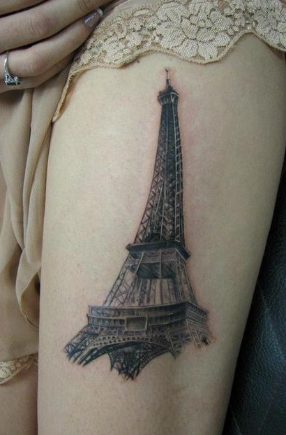 Girl Showing Her Eiffel Tower Tattoo