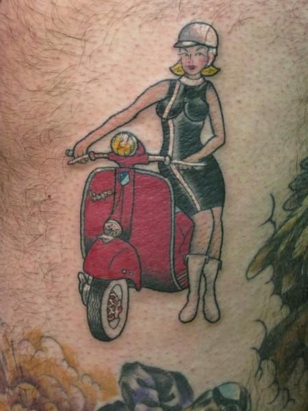 Girl With Red Scooter Tattoo