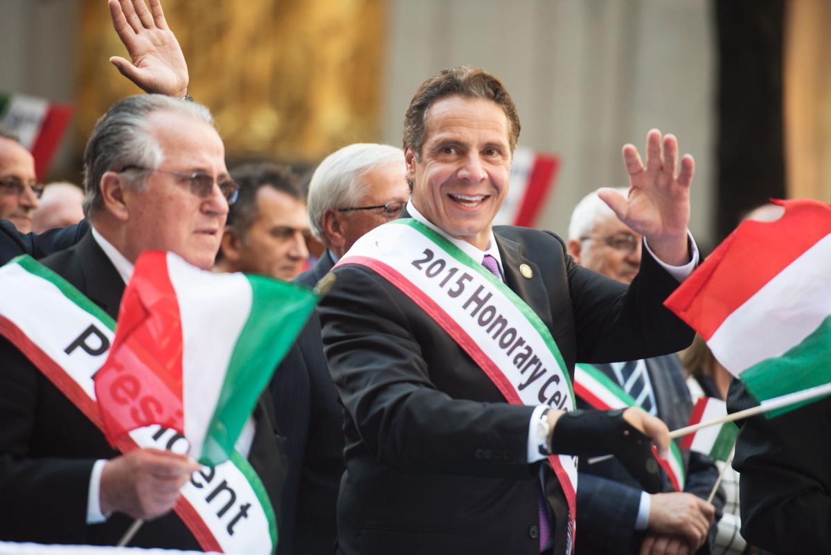 Governor Andrew Cuomo Waving Hand During Columbus Day Parade