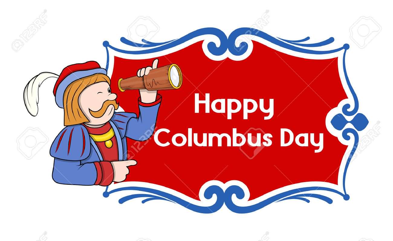 Happy Columbus Day Cartoon Banner
