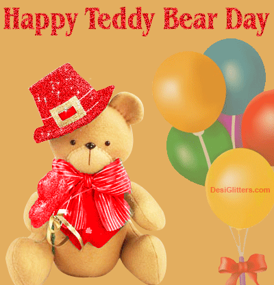 Happy Teddy Bear Day Glitter Wishes Image
