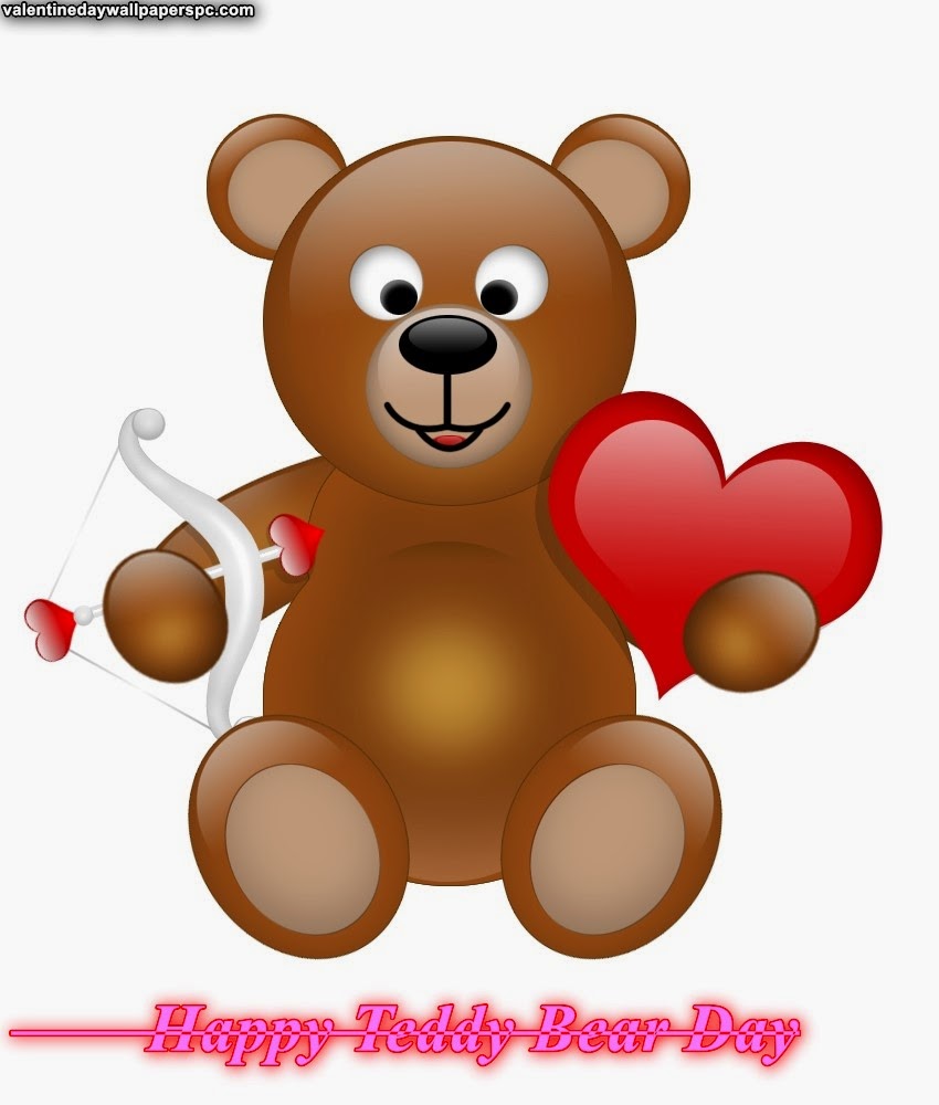 Happy Teddy Bear Day Teddy Bear With Bow And Heart Picture
