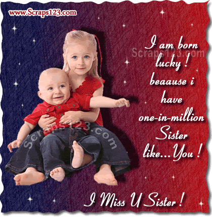 I Am Born Lucky Because Have One In Million Sister Like You Happy Sisters Day Glitter Ecard