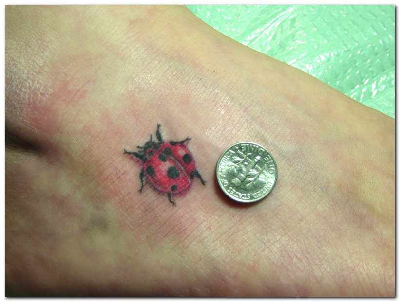 Ladybug Tattoo On Right Foot