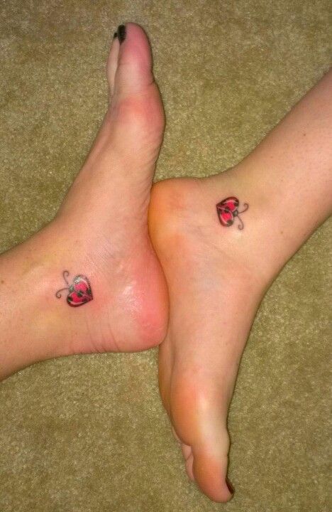 Ladybug Tattoos On Ankle