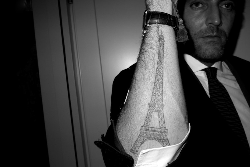 Man Right Arm Eiffel Tower Tattoo