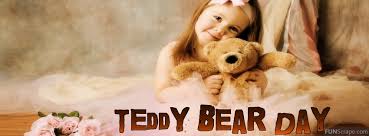 National Teddy Bear Day Girl With Teddy Bear Facebook Cover Photo