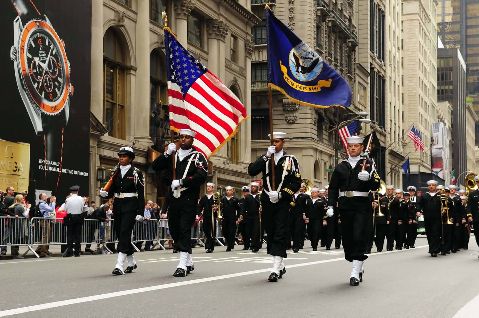 Navy Cadets Taking Part In Columbus Day Parade