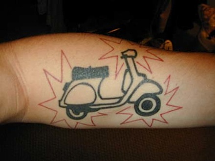 Outline Vespa Scooter Tattoo On Arm