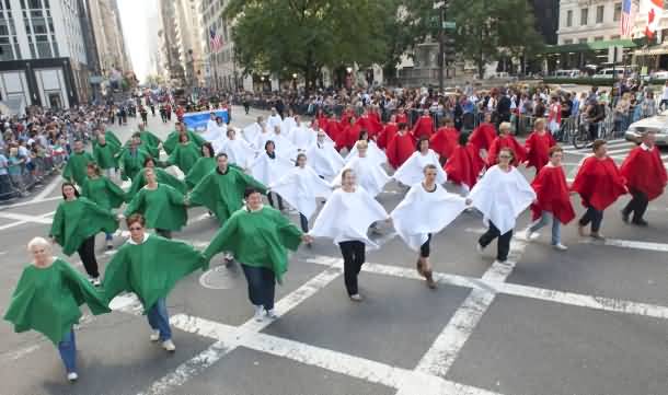 People Performing During Columbus Day Parade
