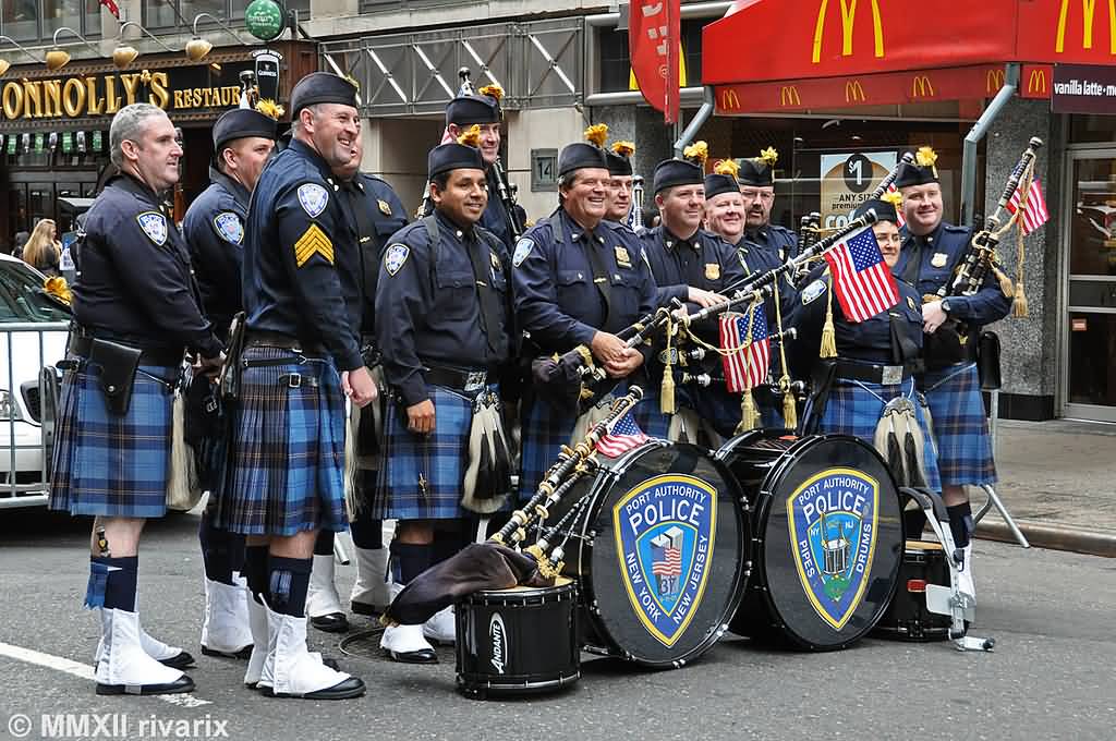 Port Authority Police Band During Columbus Day Parade
