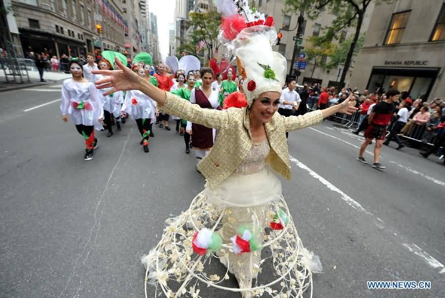 Revellers Take Part In Columbus Day Parade