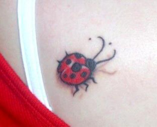 Right Back Shoulder Ladybug Tattoo
