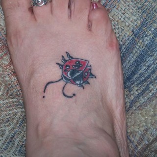 Right Foot Ladybug Tattoo