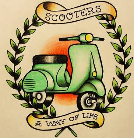 Scooters A Way Of Life Banner Tattoo Design