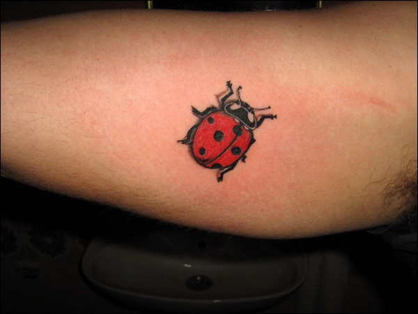 Small Red Ladybug Tattoo On Arm