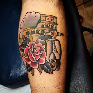 Traditional Scooter Tattoo On Arm