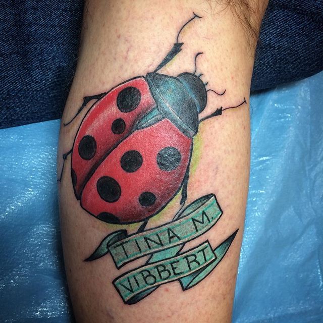 Tina M Vibbert Ladybug Tattoo On Leg