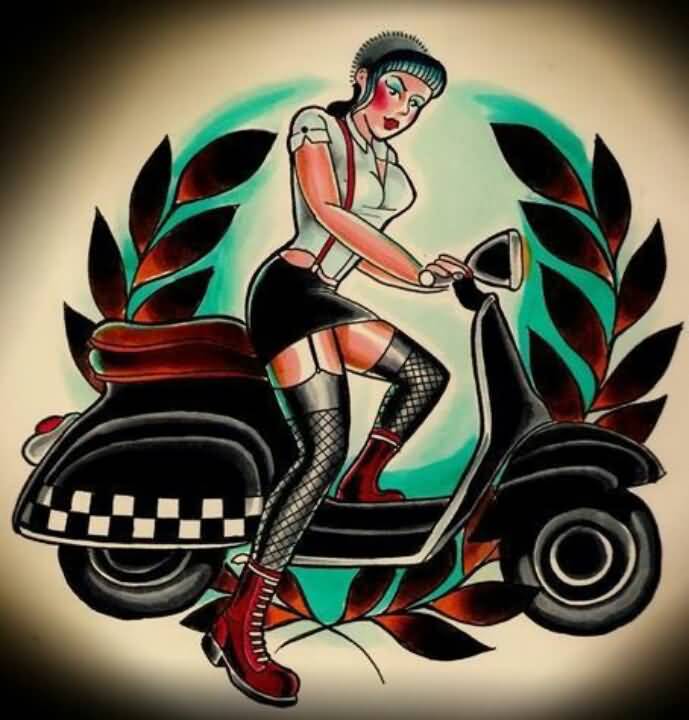Traditional Scooter Tattoo Design