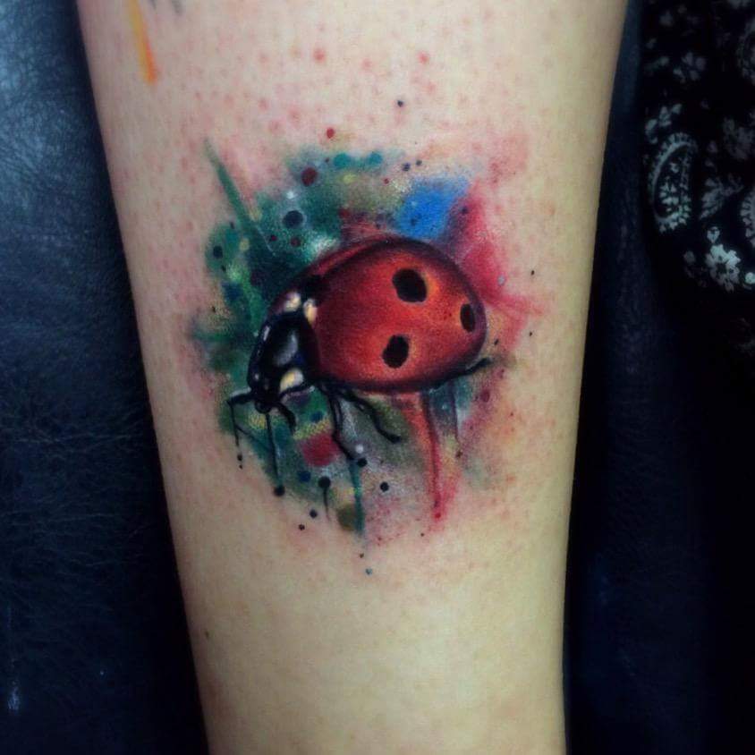 Watercolor Ladybug Tattoo
