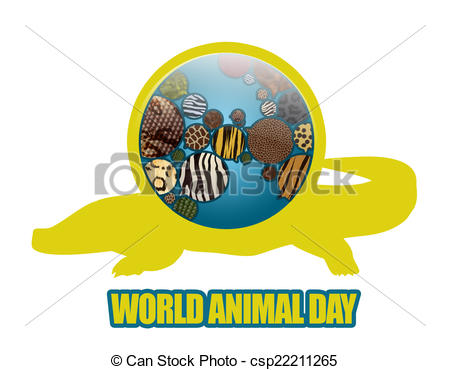World Animal Day Earth With Animal Textures Clipart Image