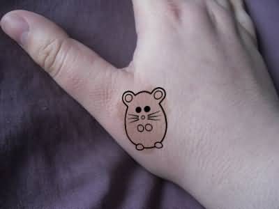 Animated Hamster Tattoo On Right Hand