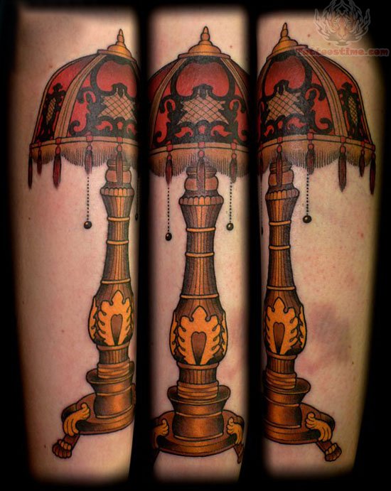 Beautiful Colored Lamp Tattoo