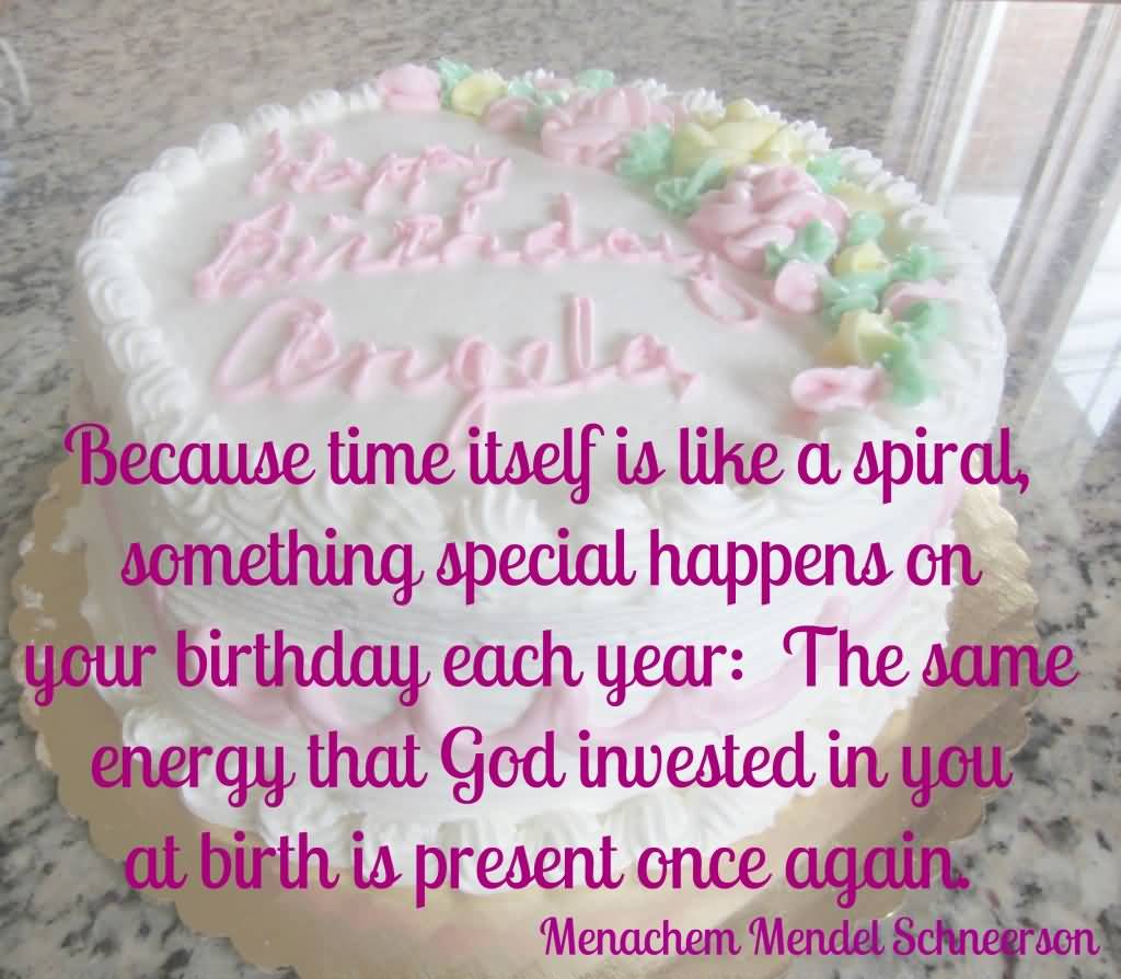 Because time itself is like a spiral, something special happens on your birthday each year  The same energy that God invested in you at birth is present once again. - Menachem Mendel Schneerson