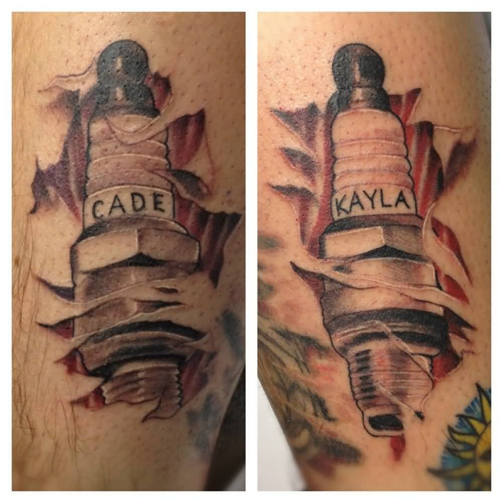 Cade And Kayla Spark Plug Tattoos