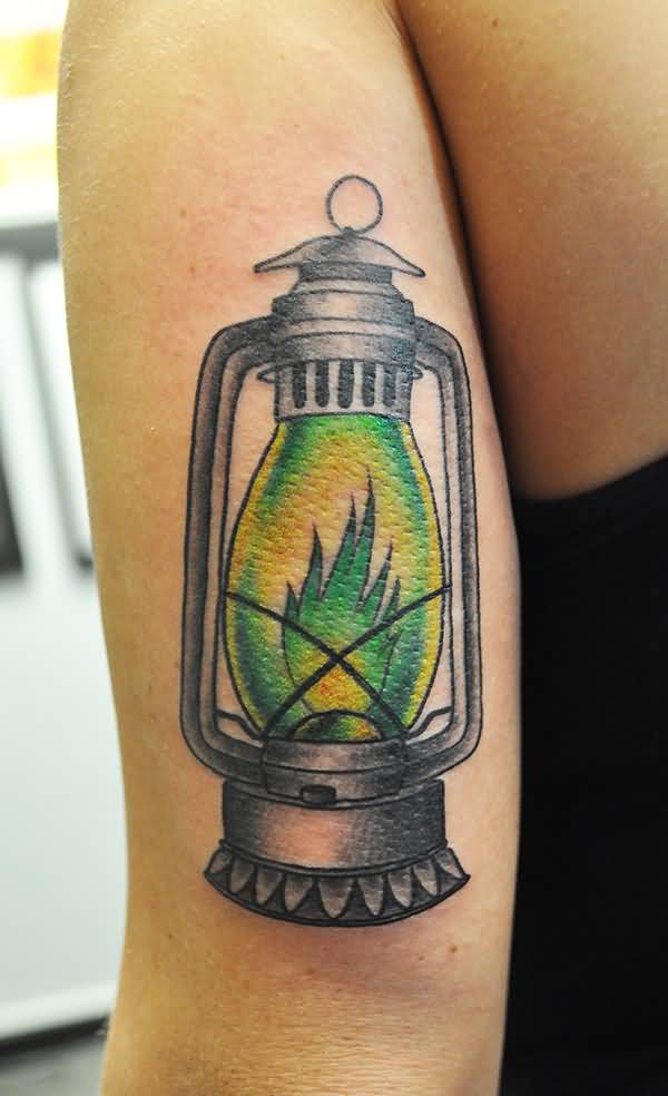 Green flame Oil Lamp Tattoo