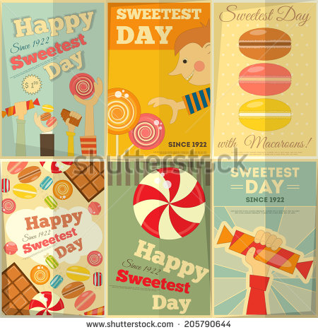 Happy Sweetest Day 2016 Posters Set In Retro Style