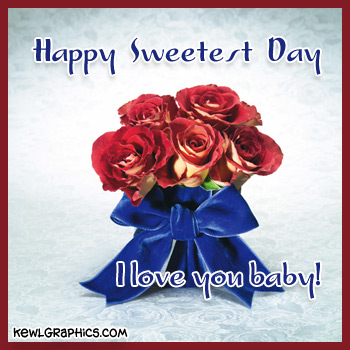 Happy Sweetest Day I Love You Baby Rose Flowers With Bow Picture