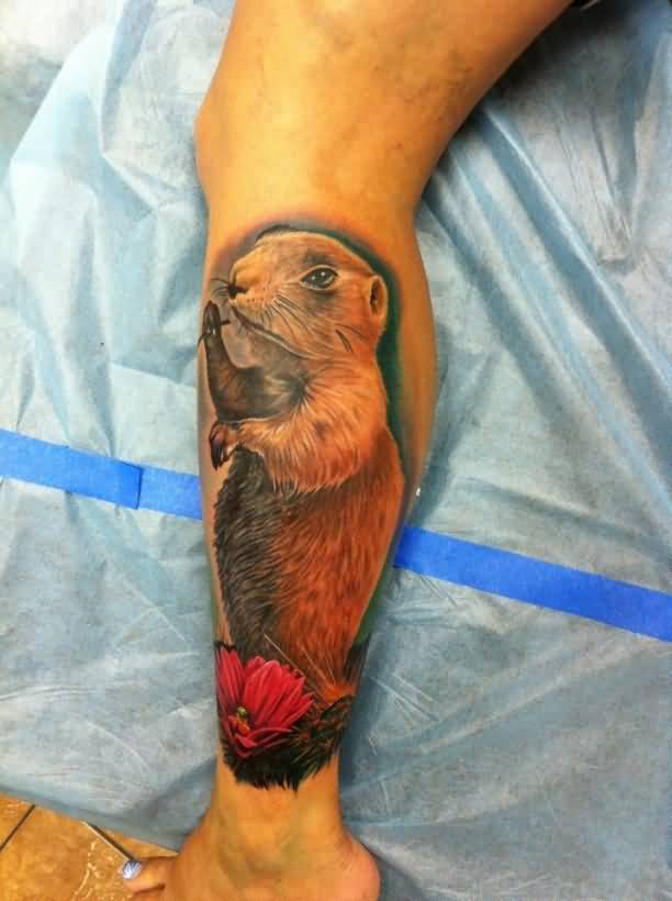 Kleiner Hamster Tattoo On Leg