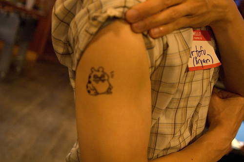Nice Hamster Tattoo On Right Shoulder