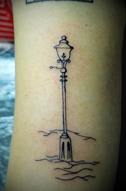 Outline Street Lamp Tattoo