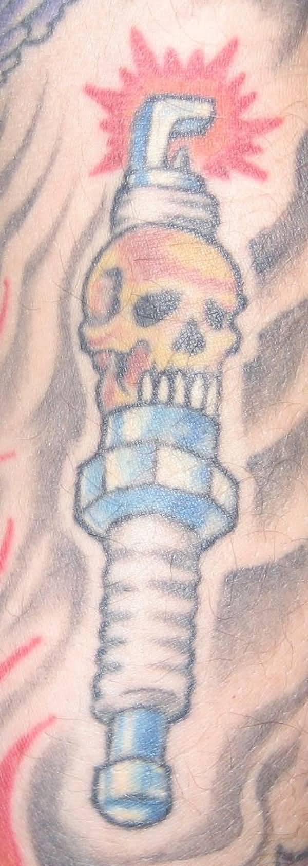 Skull Spark Plug Tattoo