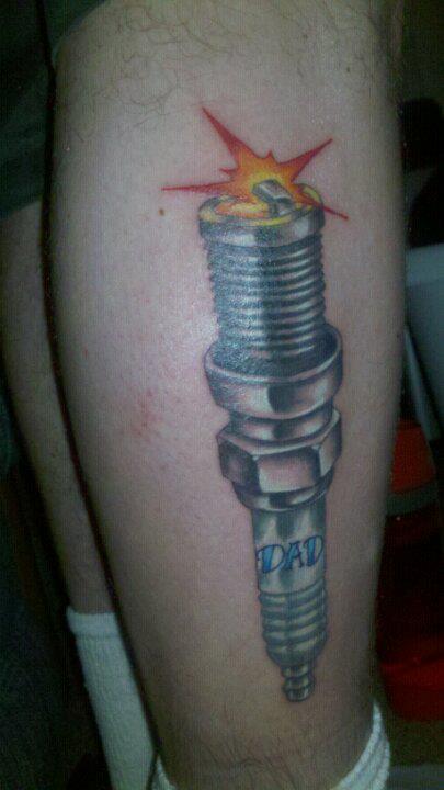 Spark Plug Tattoo On Side Leg by JamesDManley
