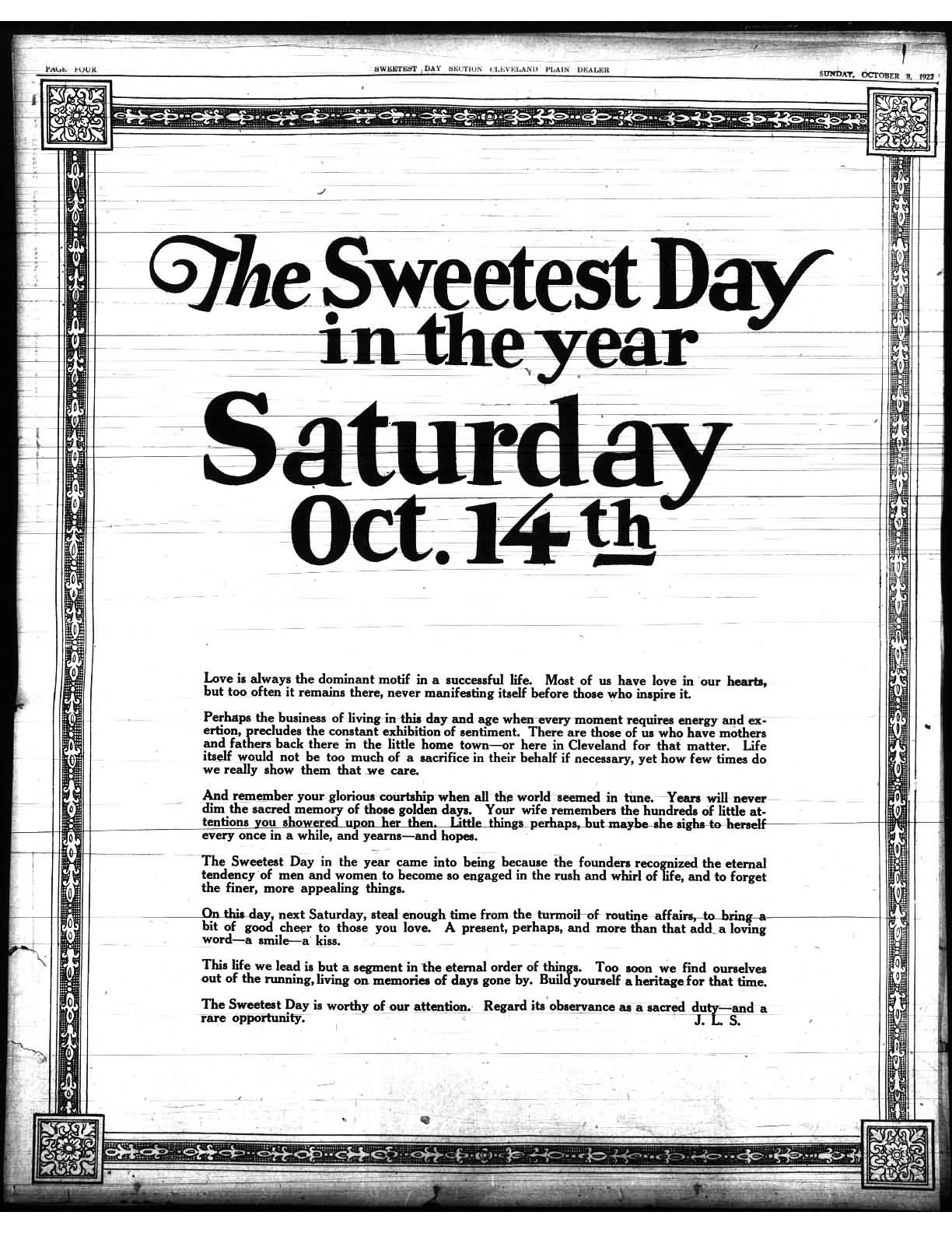 The Sweetest Day In The Year