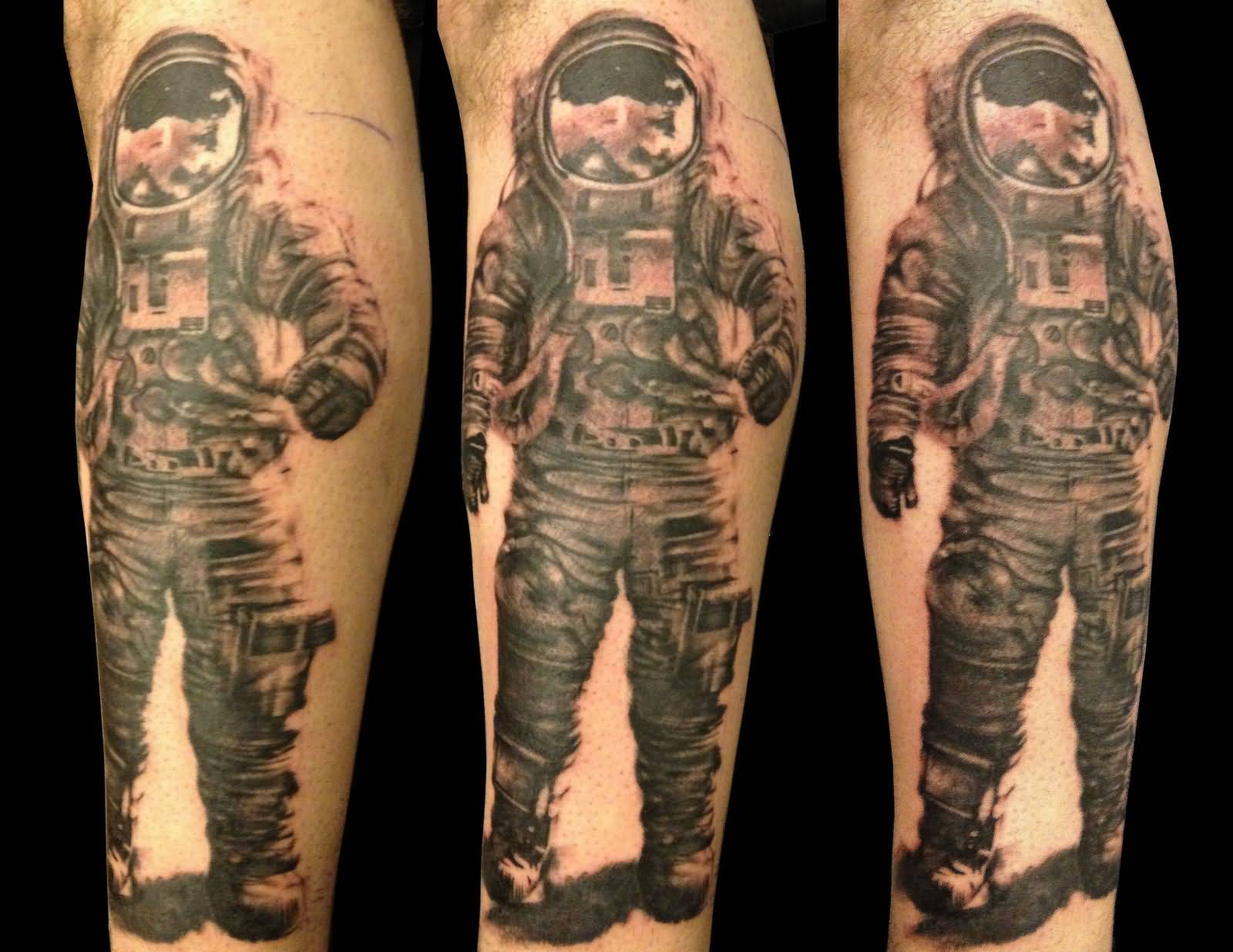 Astronaut Tattoo On Leg For Men