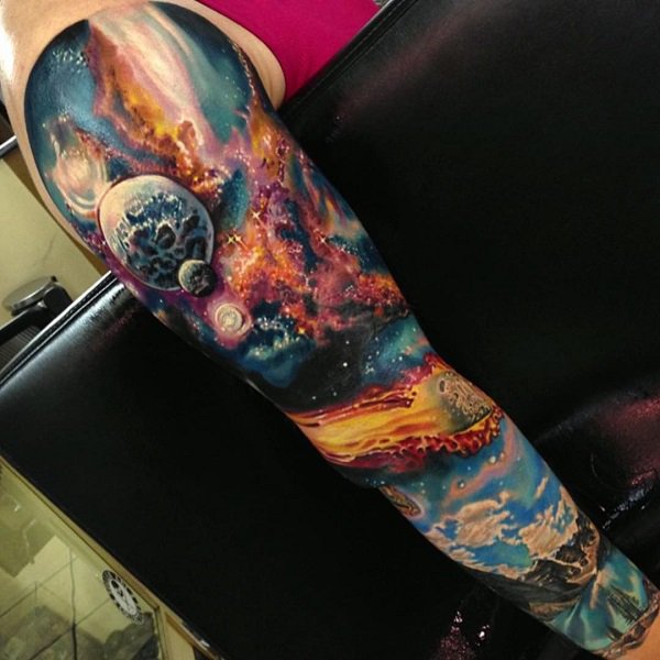 Full Sleeve Space Tattoo Idea